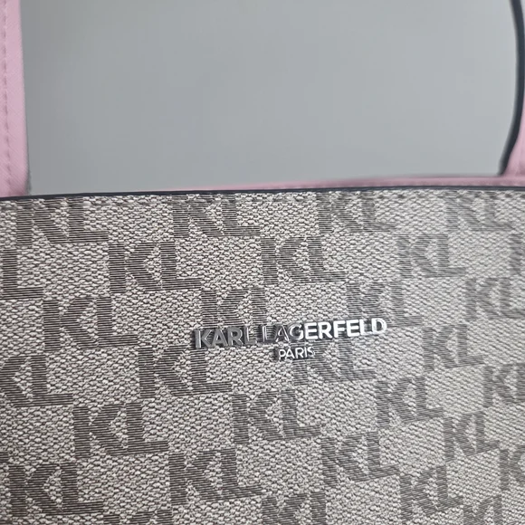 Karl Lagerfeld Gray and Pink Women's Tote Bag - Picture 2 of 5